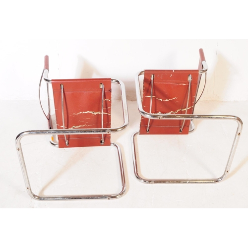 616 - Marcel Breuer Manner - Two mid 20th century Marcel Breuer manner cantilever dining kitchen chairs. T... 