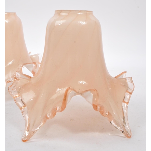 621 - Murano - Three vintage 20th Century blush pale pink Murano hand blown cased glass light / lamp shade... 