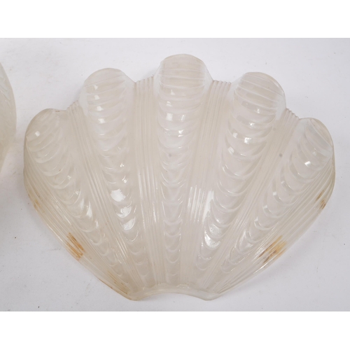 624 - A collection of 1930s Art Deco glass light / lamp shades, to include a pair of frosted glass molded ... 