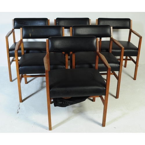 640 - A set of six vintage mid 20th century circa 1960's teak framed & leatherette dining chairs (believed... 