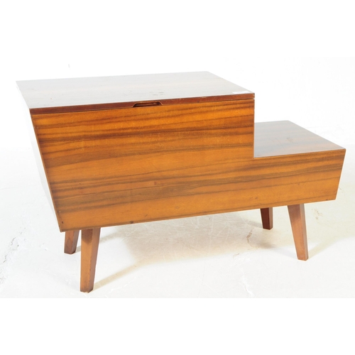 645 - Vanson - A retro mid 20th century afromosia veneer sewing box / telephone seat. Rectangular form wit... 