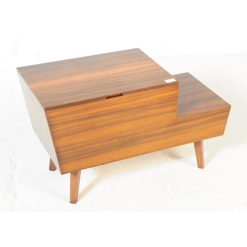 645 - Vanson - A retro mid 20th century afromosia veneer sewing box / telephone seat. Rectangular form wit... 