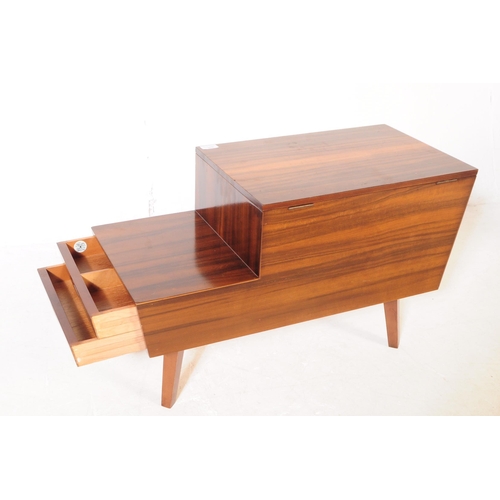 645 - Vanson - A retro mid 20th century afromosia veneer sewing box / telephone seat. Rectangular form wit... 