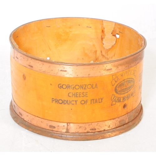 685 - A vintage mid 20th century wood and copper cylindrical cheese pot. Of circular form with copper moun... 