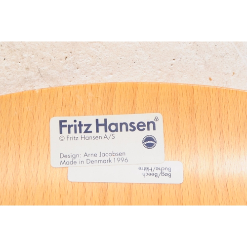 724 - Arne Jacobsen for Fritz Hansen - A late 20th century Danish bentwood beech chair. With inverted tape... 