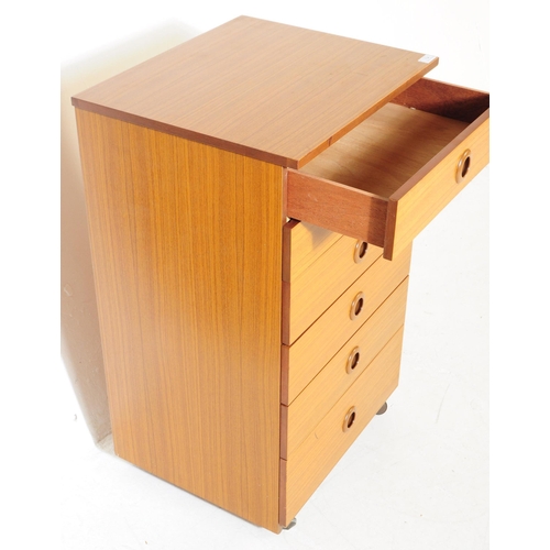 734 - Schreiber Furniture - A mid 20th century Schreiber veneered pedestal chest of drawers. The chest of ... 