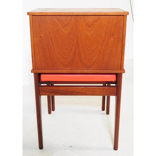 735 - Chippy Telephone Seats - A mid 20th century Chippy Telephone Seats teak wood telephone chair / table... 