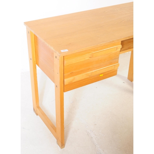 756 - British Modern Design - A contemporary pine wood / chipboard rectangular school writing desk table. ... 