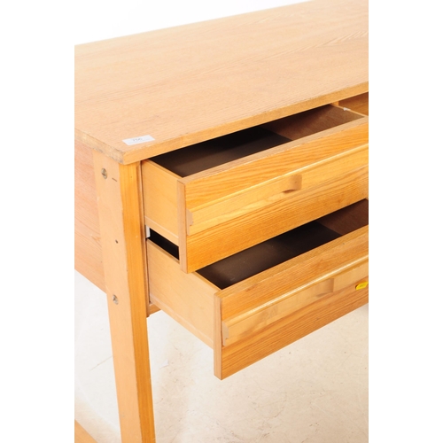 756 - British Modern Design - A contemporary pine wood / chipboard rectangular school writing desk table. ... 