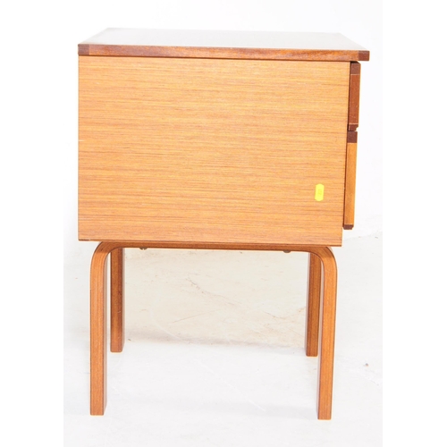 761 - British Modern Design - A late 20th century single bedside table / drawers. Of square form with a ba... 