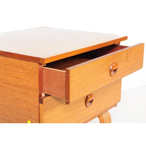 761 - British Modern Design - A late 20th century single bedside table / drawers. Of square form with a ba... 