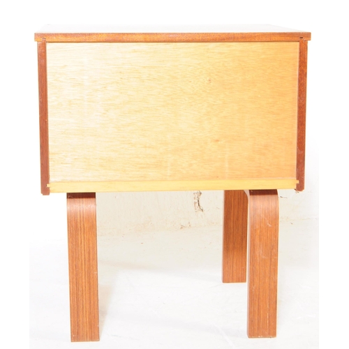 761 - British Modern Design - A late 20th century single bedside table / drawers. Of square form with a ba... 