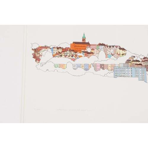 764 - Emily Ketteringham - Of local Bristol interest - Two large panoramic cityscape screen prints by Emil... 