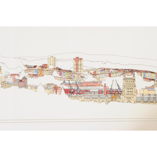 764 - Emily Ketteringham - Of local Bristol interest - Two large panoramic cityscape screen prints by Emil... 