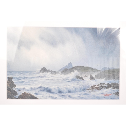 768 - Steven Thor Johanneson [b.1948]
 Title: Storm.. Kynance Cove
 Measures approx. 30cm x 38cm (inc fram... 