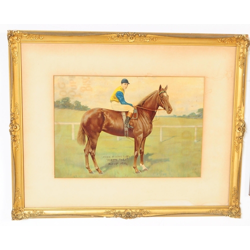 786 - Equestrian Interest - A collection of six 19th and 20th Century framed horse racing prints to includ... 