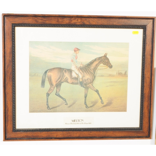 786 - Equestrian Interest - A collection of six 19th and 20th Century framed horse racing prints to includ... 