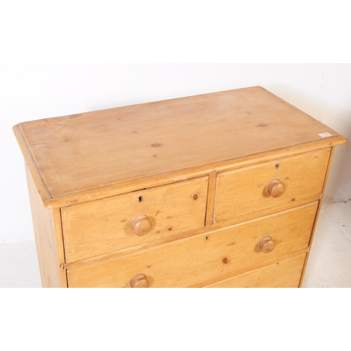 788 - A 19th century Victorian pine wood chest of drawers. The chest having two short drawers above three ... 