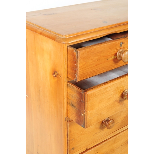 789 - A 19th century Victorian pine wood chest of drawers. The chest having two short drawers over three l... 