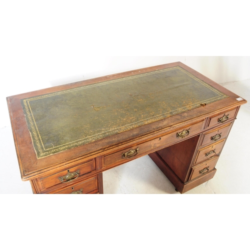 792 - A 19th century Victorian mahogany twin pedestal office writing desk. The desk raised on twin pedesta... 