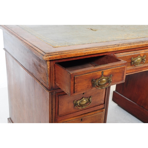 792 - A 19th century Victorian mahogany twin pedestal office writing desk. The desk raised on twin pedesta... 