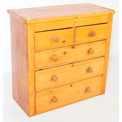 794 - A 19th century Victorian pine wood chest of drawers. The chest having two short drawers over three l... 