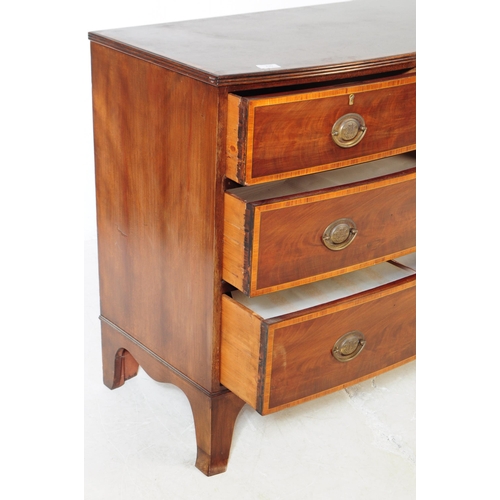 795 - A 19th century George III mahogany chest of drawers. The chest of bow fronted form, with boxwood lin... 