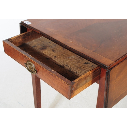 801 - A 19th century George III mahogany pembroke table. Raised on square tapering legs terminating in cas... 