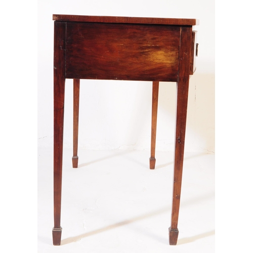 811 - George III 19th century mahogany writing table / desk. Rectangular form with bow front two parallel ... 