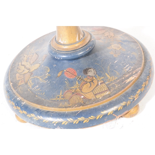 815 - An early 20th century circa 1920s chinoiserie standing standard floor light lamp. In a blue ground w... 