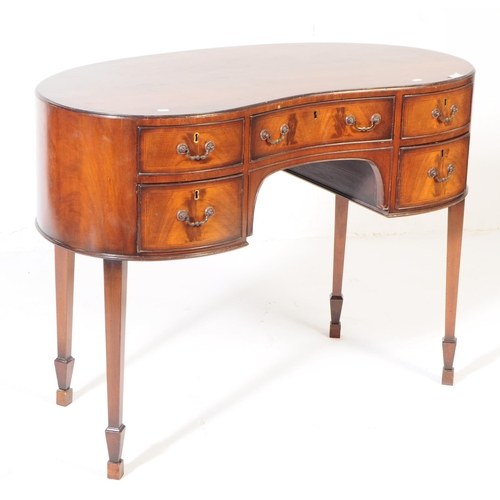 822 - Early 20th century Edwardian circa 1900s mahogany kidney table. Having single drawer above knee hole... 