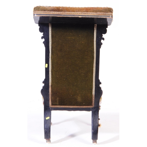 830 - A Victorian late 19th century ebonised wood prayer chair / prie-dieu. With a rectangular back rest w... 