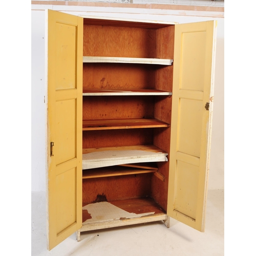 565a - A mid 20th century painted pitch pine kitchen larder / pantry cabinet cupboard. Rectangular form wit... 