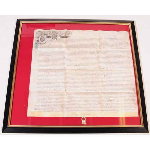 846 - A collection of six 17th century deeds indentures / documents. Some framed and glazed. One missing g... 