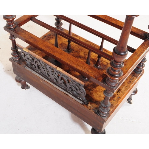 873 - A Victorian 19th century inlaid figured walnut whatnot / Canterbury / shelving stand. With a gallery... 