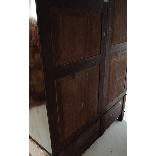 874 - An Edwardian circa 1900s inlaid compactum wardrobe armoire. Of rectangular form with slot in gallery... 