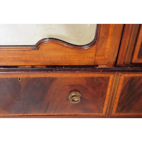 874 - An Edwardian circa 1900s inlaid compactum wardrobe armoire. Of rectangular form with slot in gallery... 