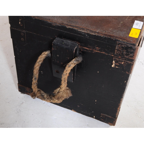 879 - An early 20th century circa 1940s ebonised oak wood carpenters chest. The chest of rectangular form ... 