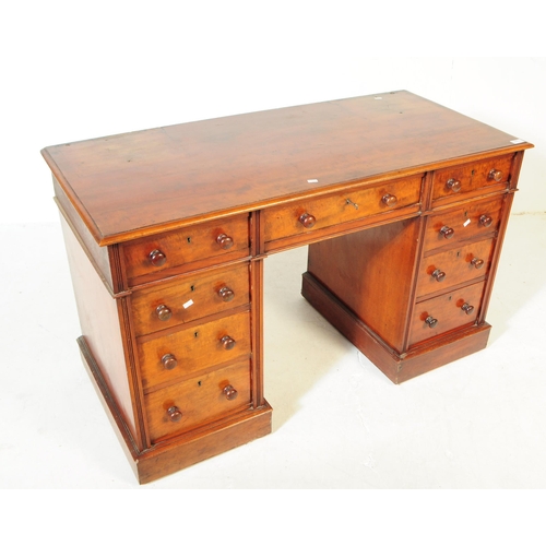 905 - A 19th century Victorian mahogany twin pedestal writing desk. The desk featuring a bank of three dra... 