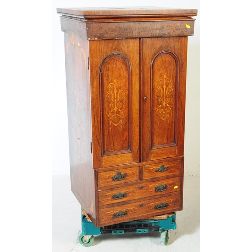 910 - An early 20th century Edwardian mahogany inlaid security safe. The safe of rectangular form, raised ... 