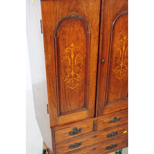 910 - An early 20th century Edwardian mahogany inlaid security safe. The safe of rectangular form, raised ... 