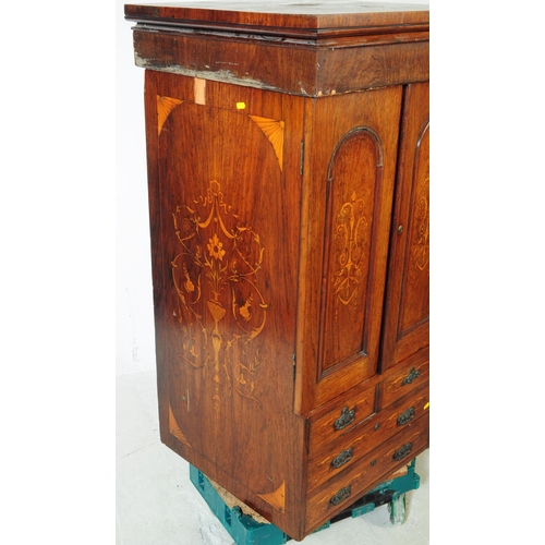 910 - An early 20th century Edwardian mahogany inlaid security safe. The safe of rectangular form, raised ... 