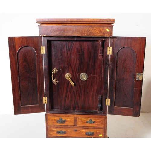 910 - An early 20th century Edwardian mahogany inlaid security safe. The safe of rectangular form, raised ... 