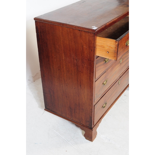 928 - A 19th century George III mahogany chest of drawers. The chest raised on bracket feet, having a bank... 