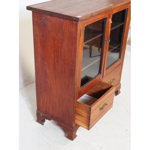 936 - An early 20th century Edwardian mahogany glazed library bookcase display cabinet. Raised on bracket ... 