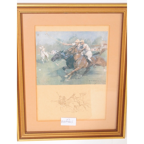 955 - After G. D. Armour - Two early 20th century circa 1906 Polo coloured prints on paper. Each framed pr... 