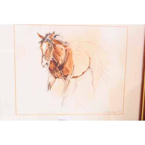 957 - Lydia Kiernan - An original watercolour & pencil on paper equestrian drawing. The painting depicting... 