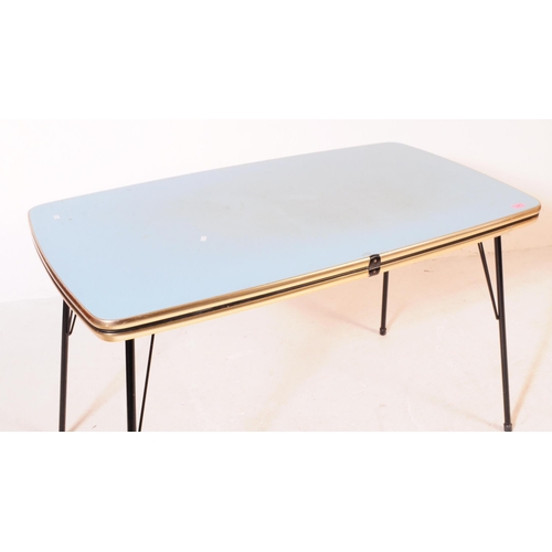 668 - British Modern Design - A vintage mid 20th century circa 1950s blue Formica kitchen / dining table. ... 