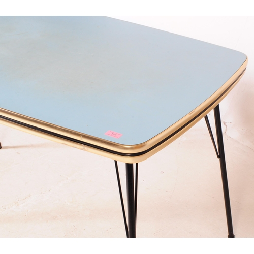 668 - British Modern Design - A vintage mid 20th century circa 1950s blue Formica kitchen / dining table. ... 