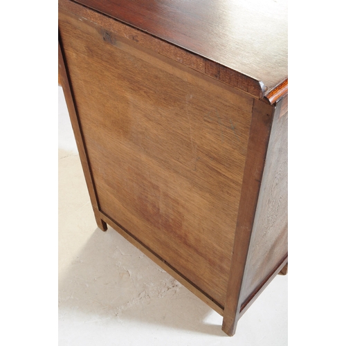 982 - A vintage 20th century circa 1940s Art Deco tallboy oak linen cabinet. Of rectangular form with smal... 